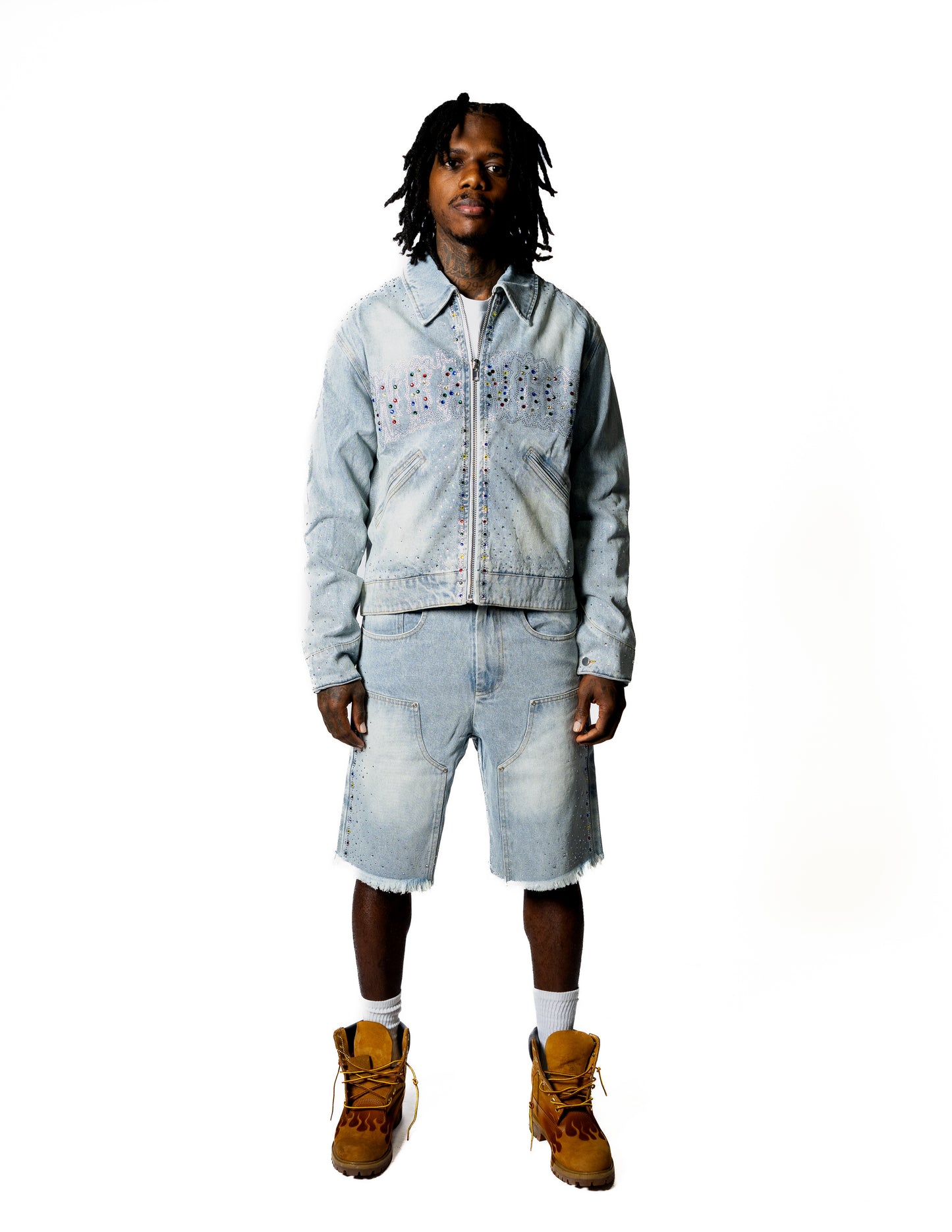Denim Thnx Wranger Jacket + Shorts Combo