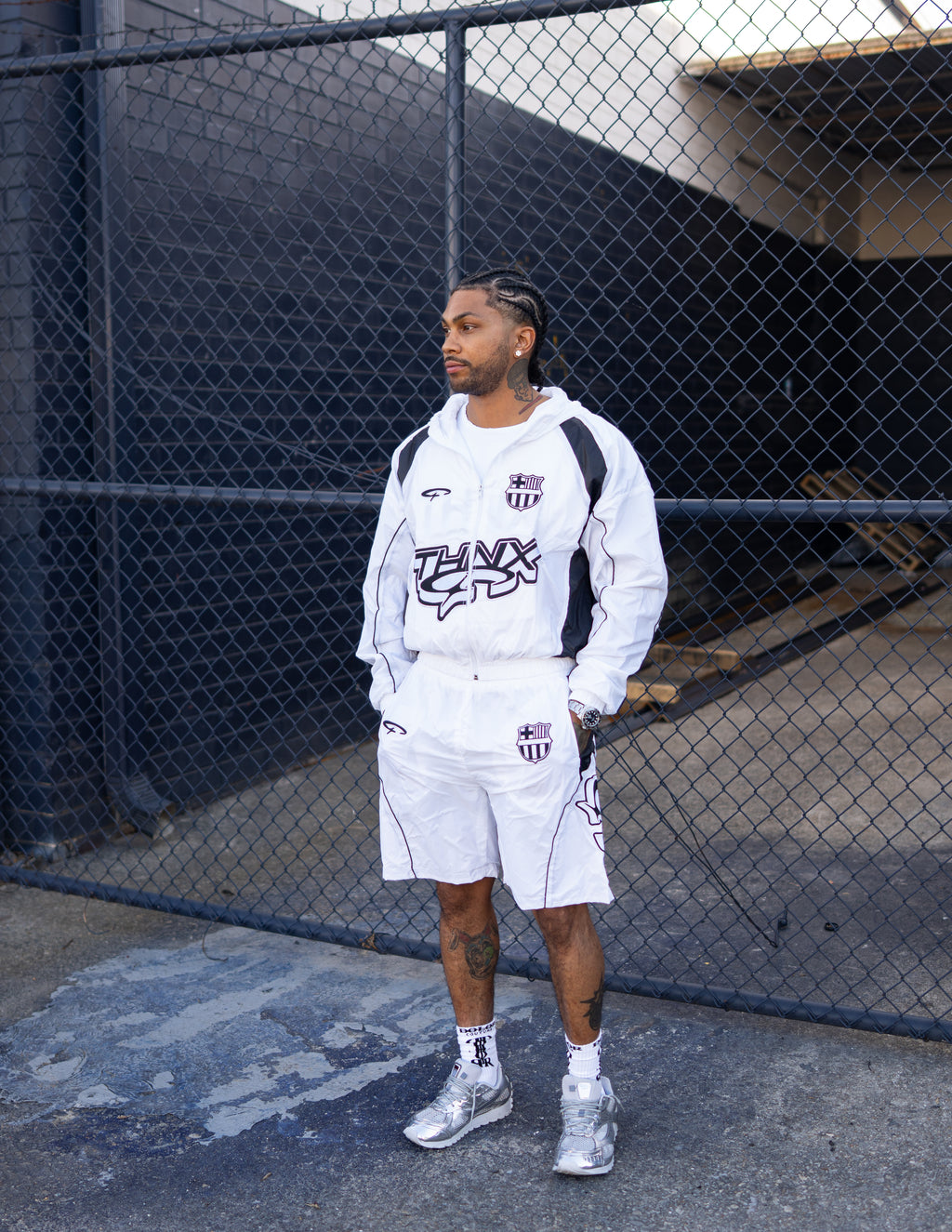 Thnx Nylon Short Set White