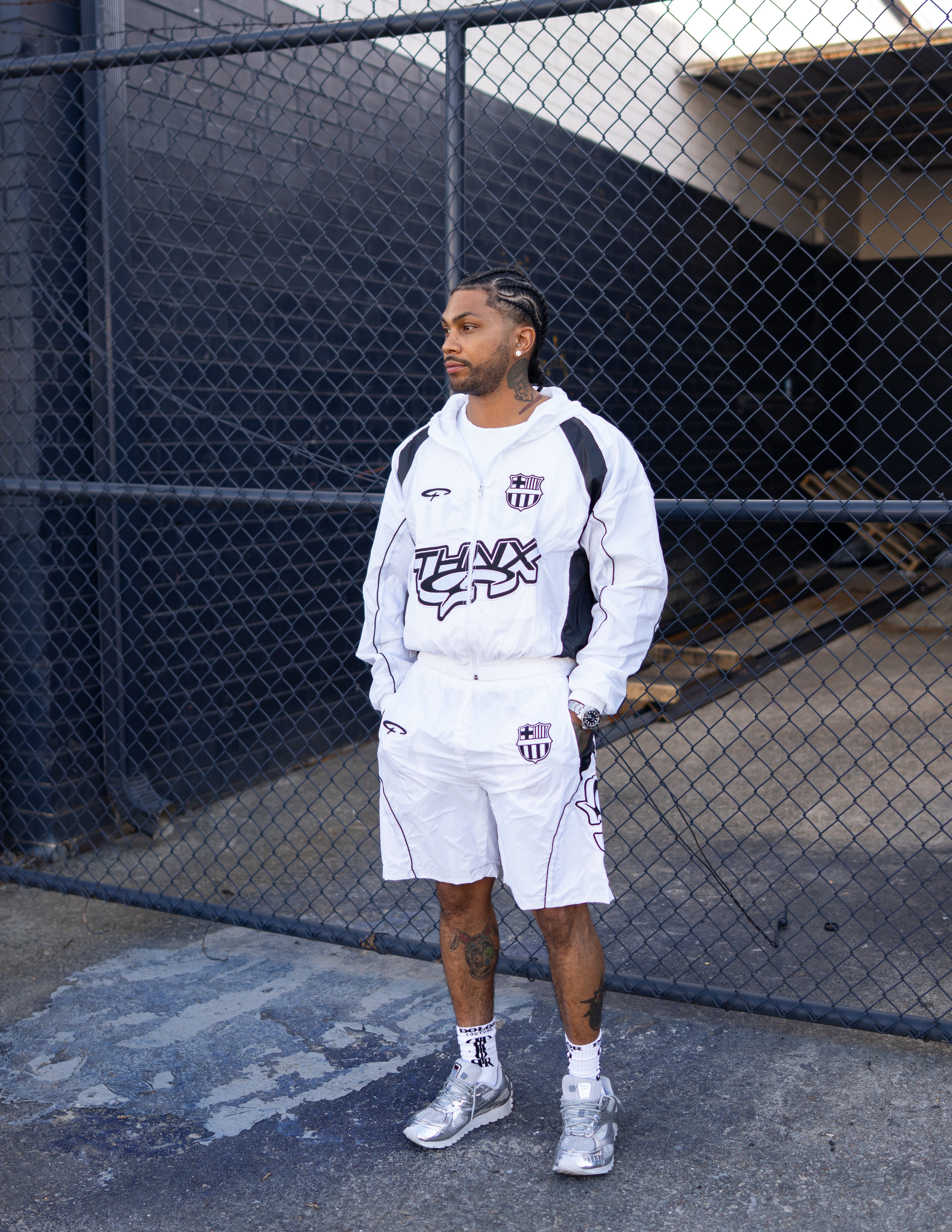 Thnx Nylon Short Set White