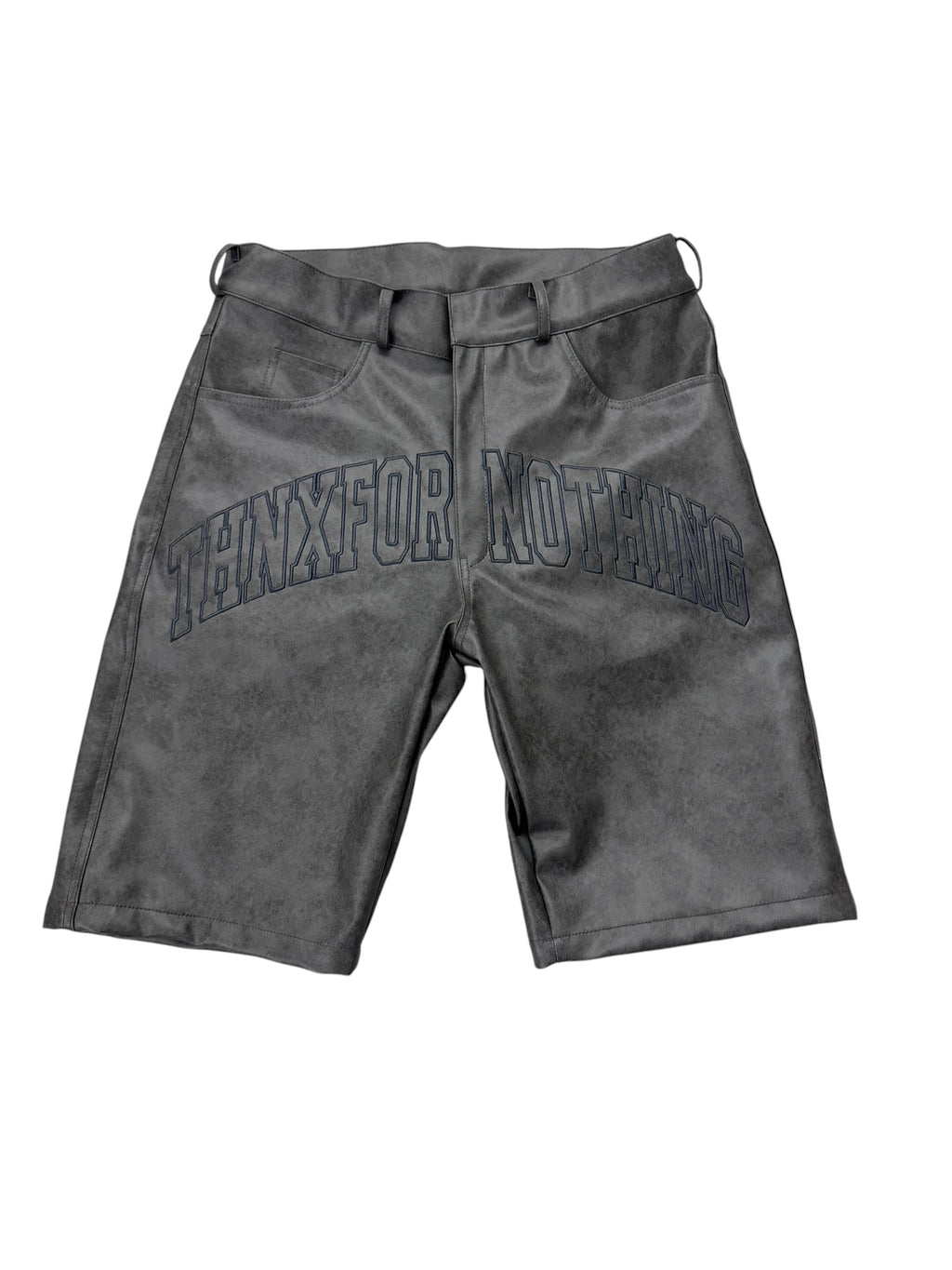 Grey Leather Shorts