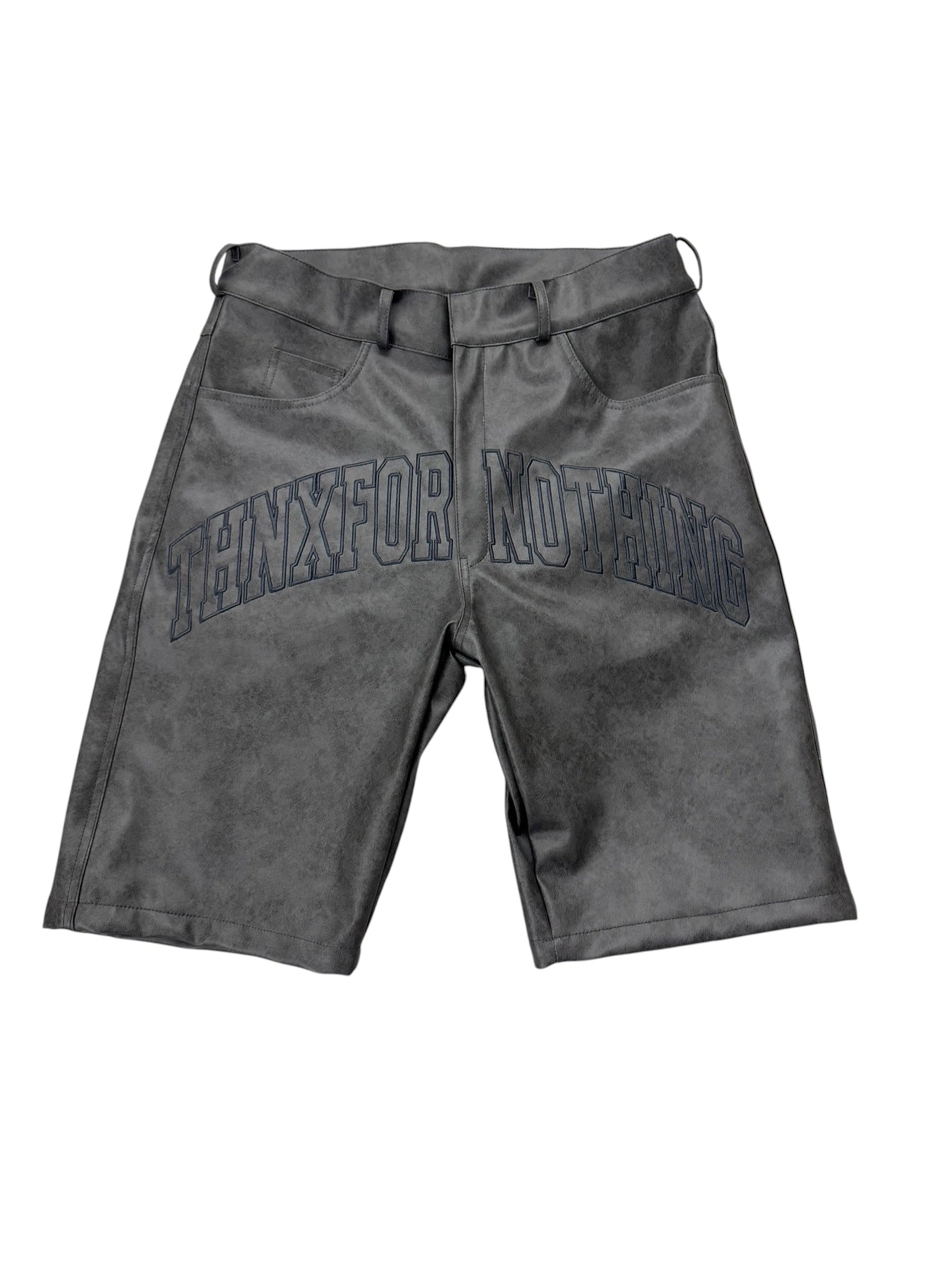 Grey Leather Shorts
