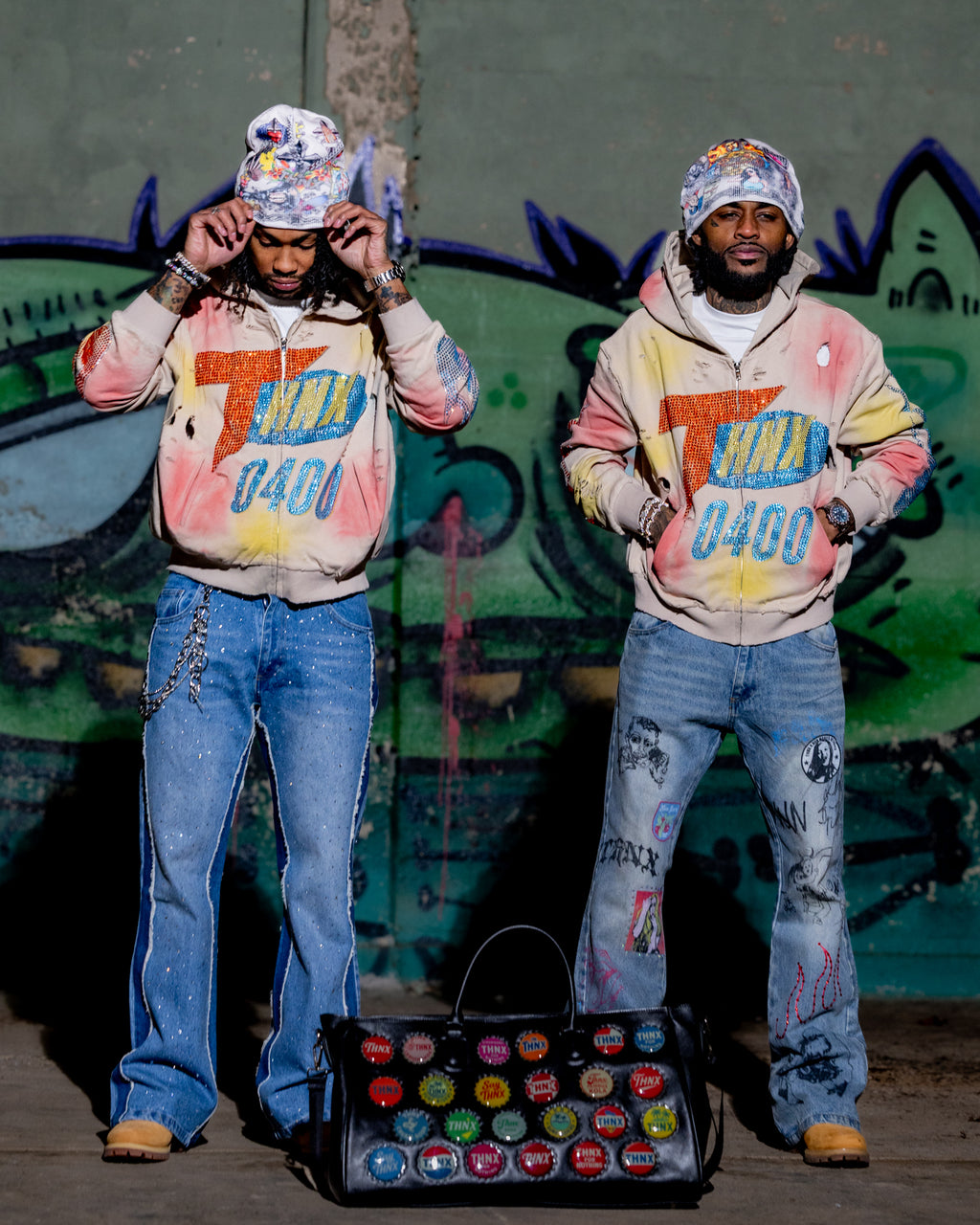 Rhinestone Flooded Blue Jeans