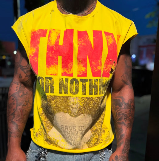 Yellow Save Ur Thnx Cutoff Tee