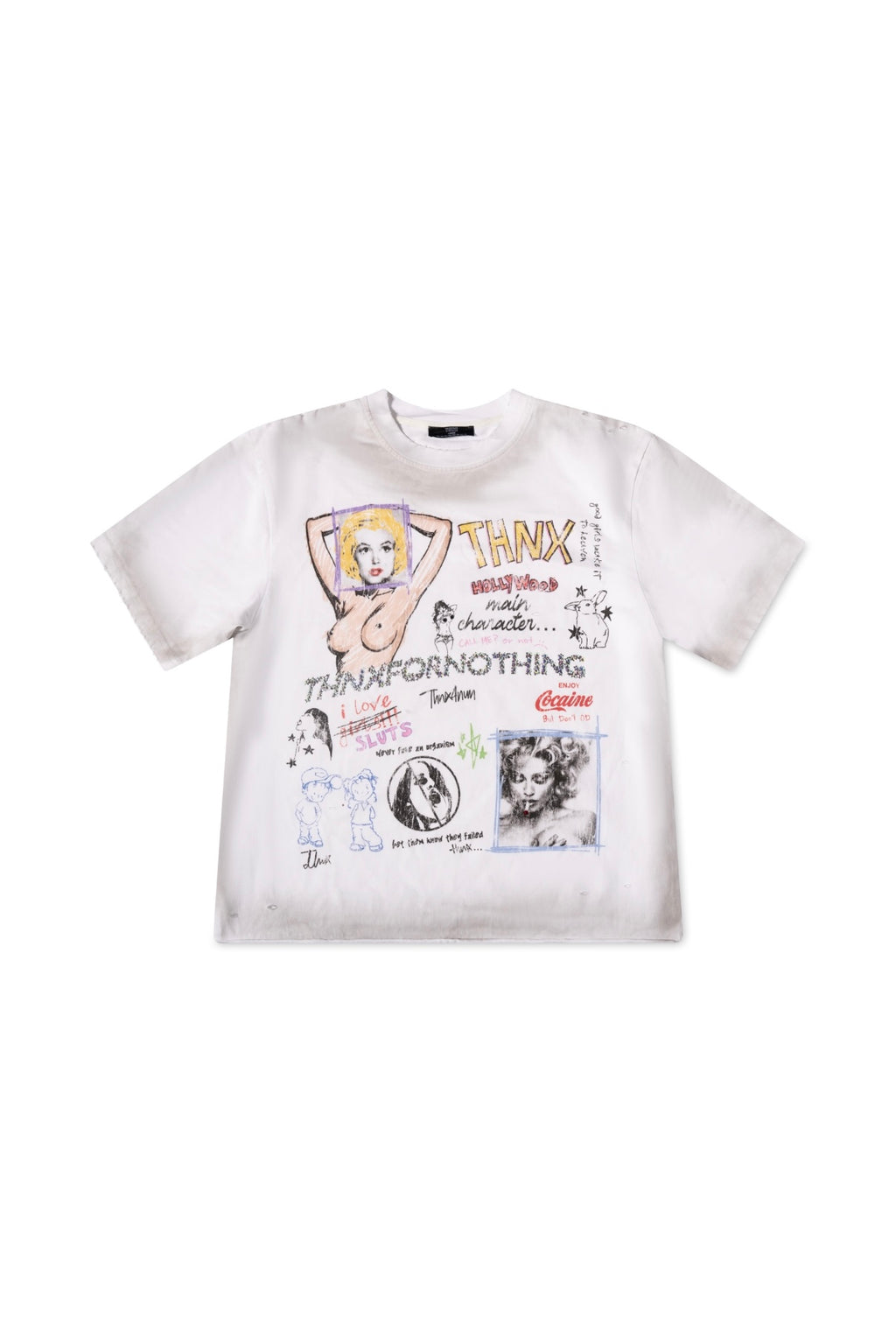 THNX HOLLYWOOD RHINESTONE TEE WHITE/GREY