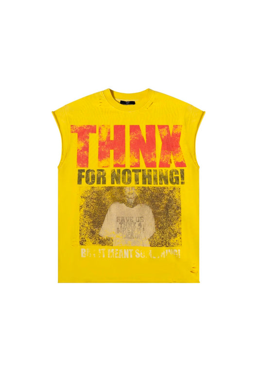 Yellow Save Ur Thnx Cutoff Tee