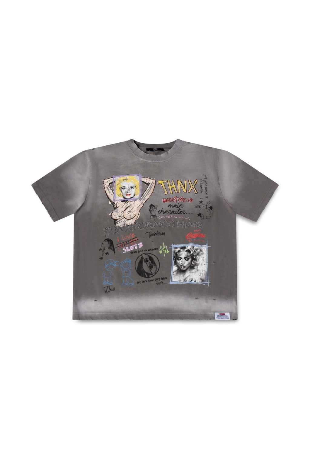 THNX HOLLYWOOD RHINESTONE TEE WHITE/GREY