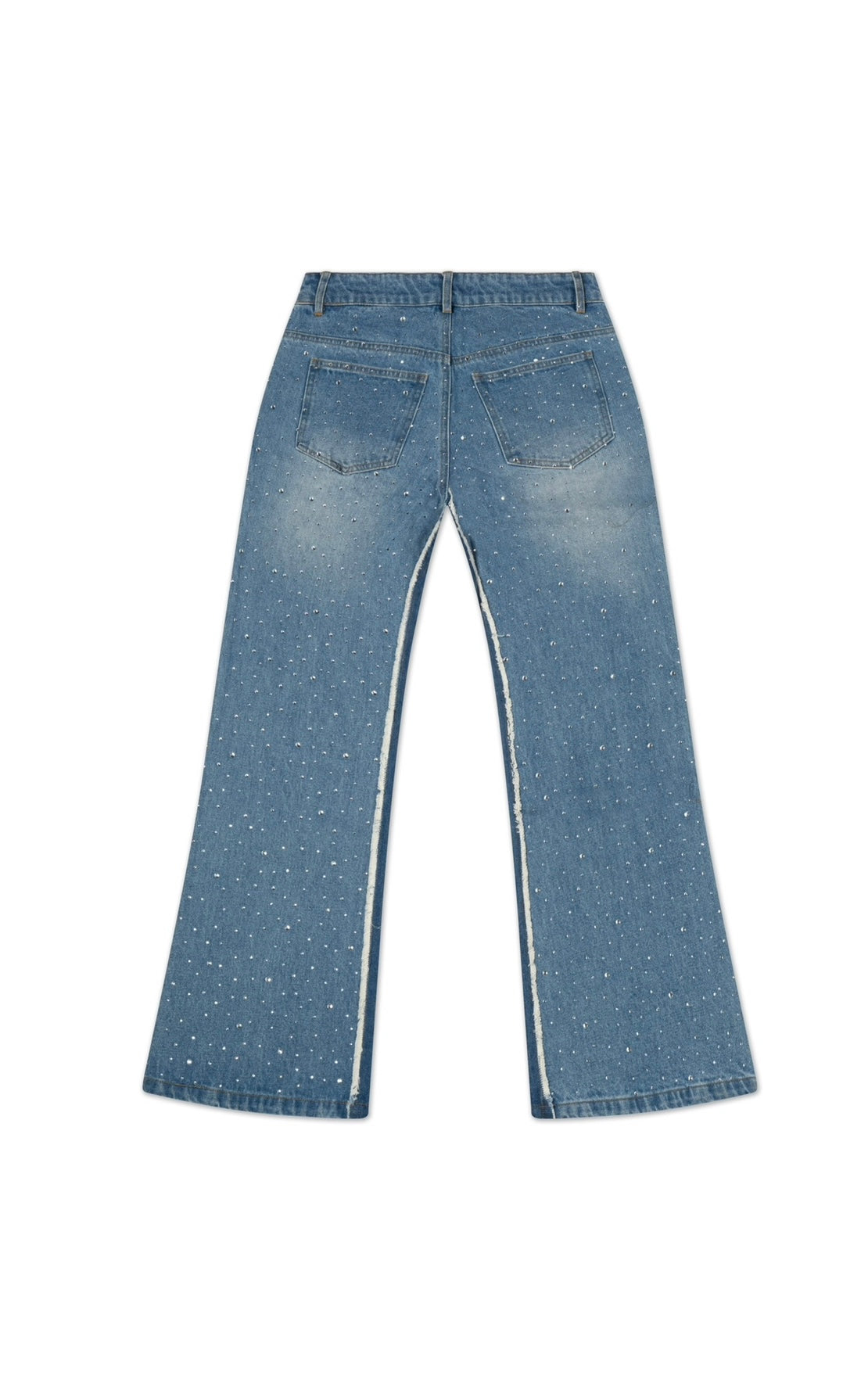 Rhinestone Flooded Blue Jeans