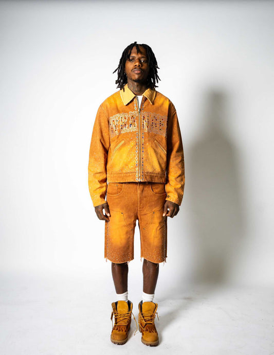 Brown Thnx Wranger Jacket + Shorts Combo