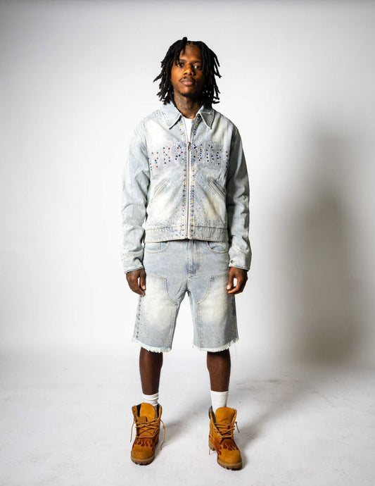 Denim Thnx Wranger Jacket + Shorts Combo