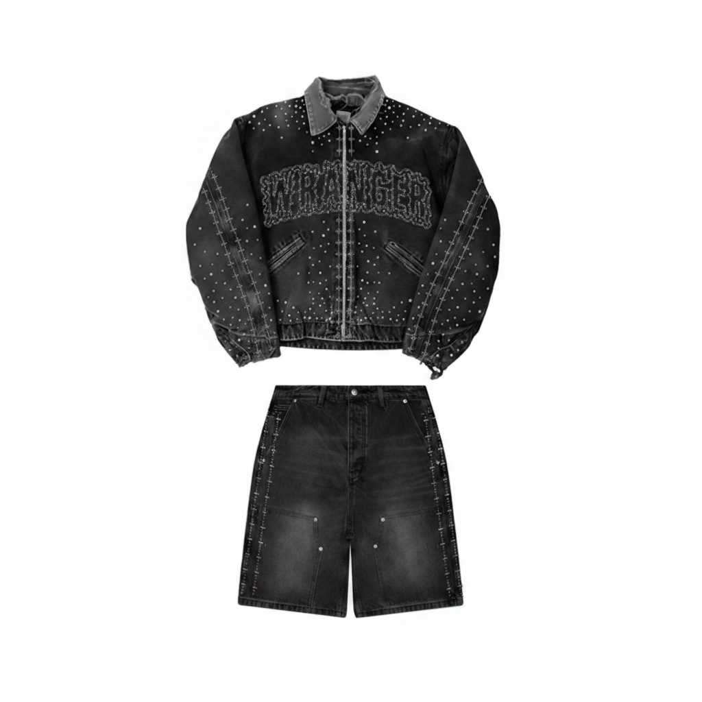 Black Wranger Denim Short Set
