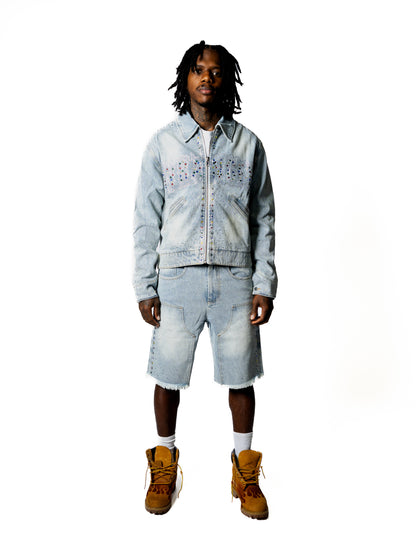 Denim Thnx Wranger Jacket + Shorts Combo
